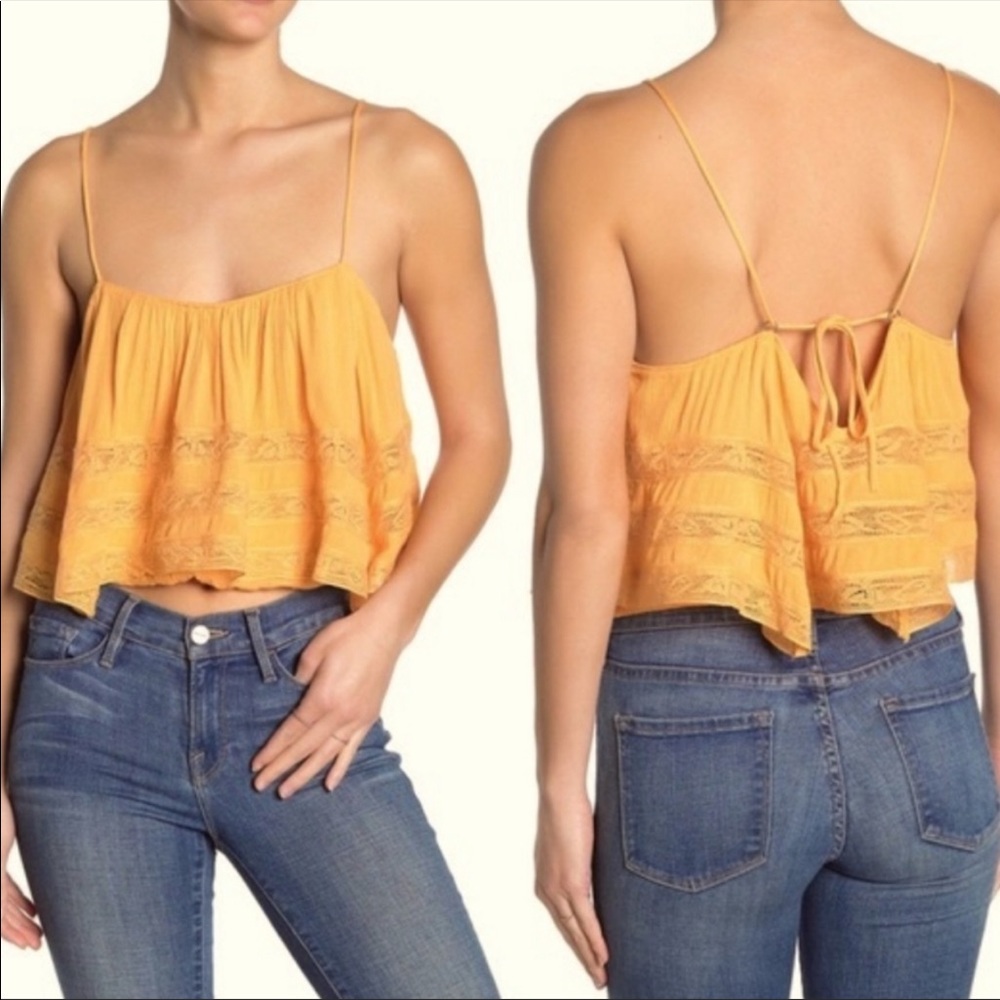 NWT Free People Tank Cami Home Again Cropped Camisole Cantaloupe Orange Size XS